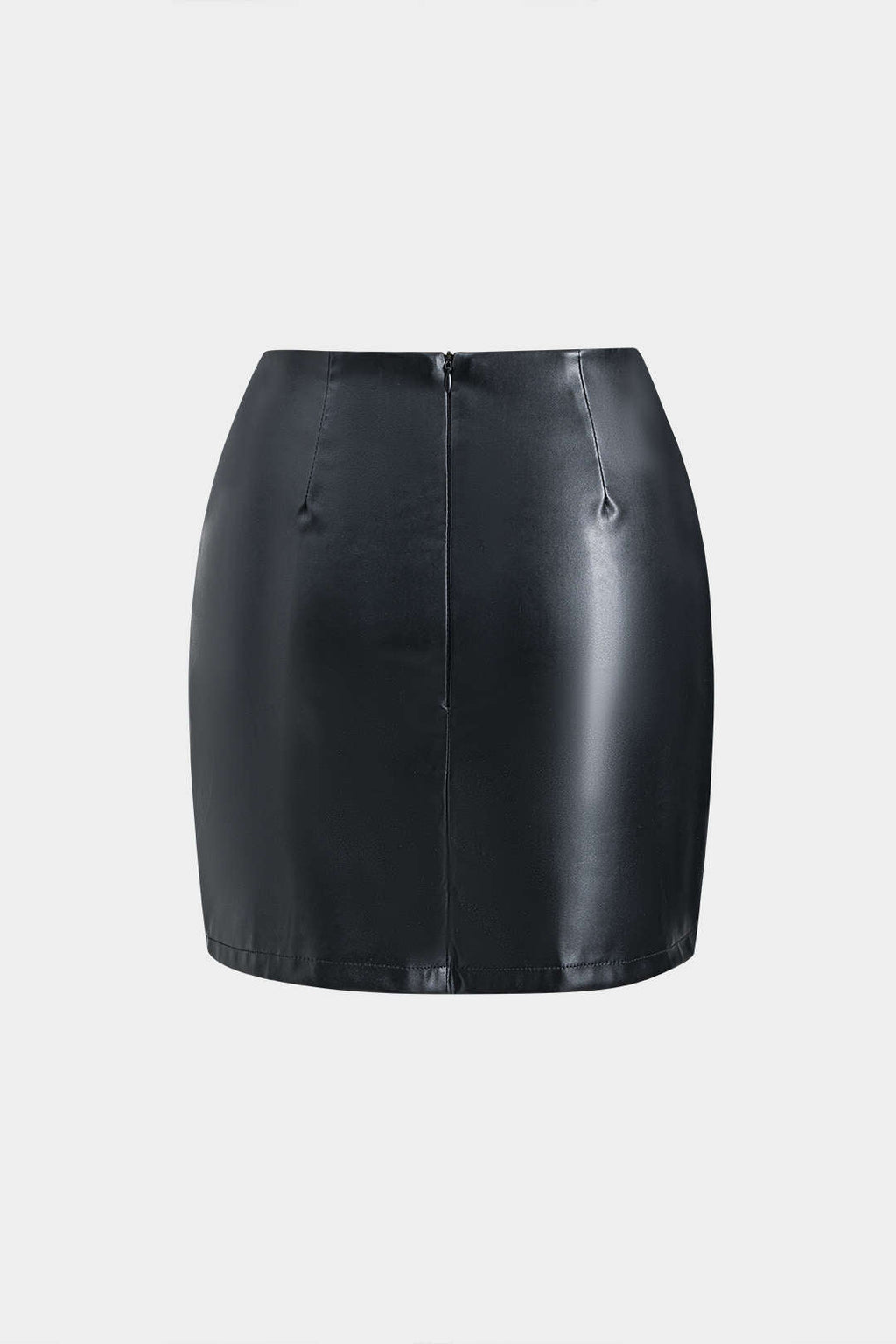 חצאית אסימטרית עם רוכסן דמוי עור 