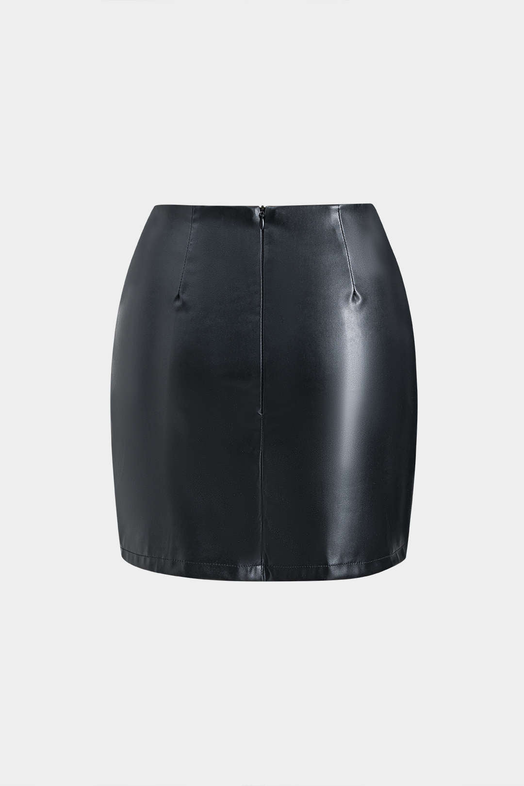 חצאית אסימטרית עם רוכסן דמוי עור 