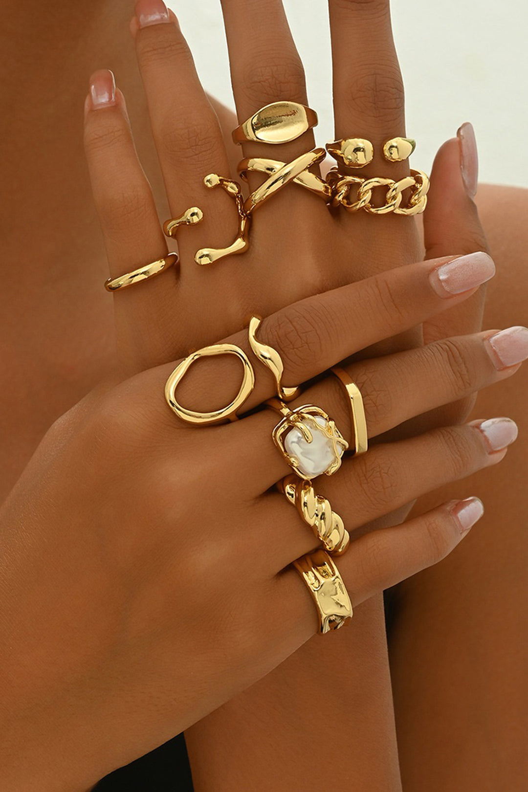 Anillos Geométricos Abiertos de Metal Minimalismo Moderno