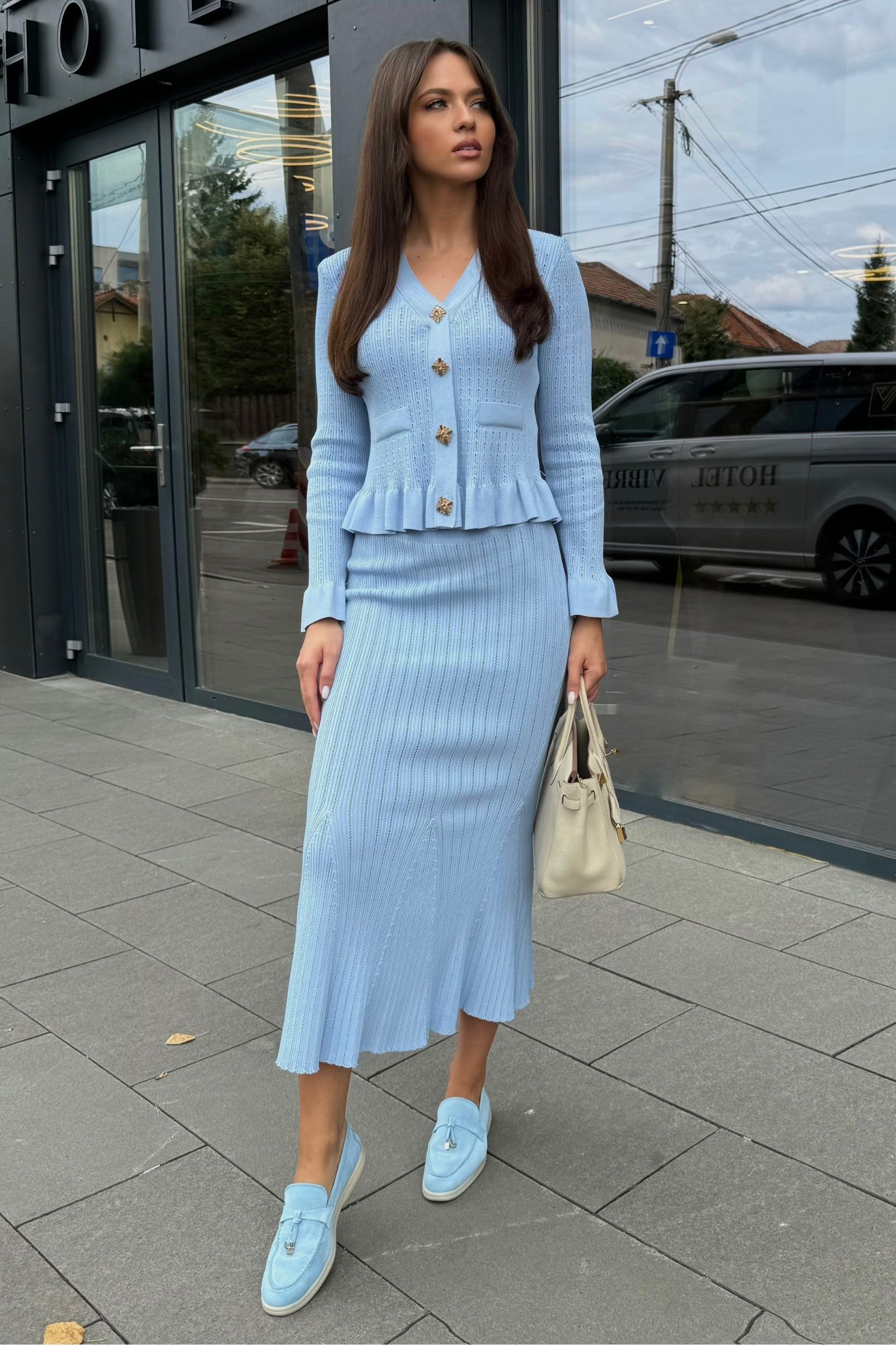 Conjunto Coordinado Chaqueta Volantes Y Falda Punto Alinea