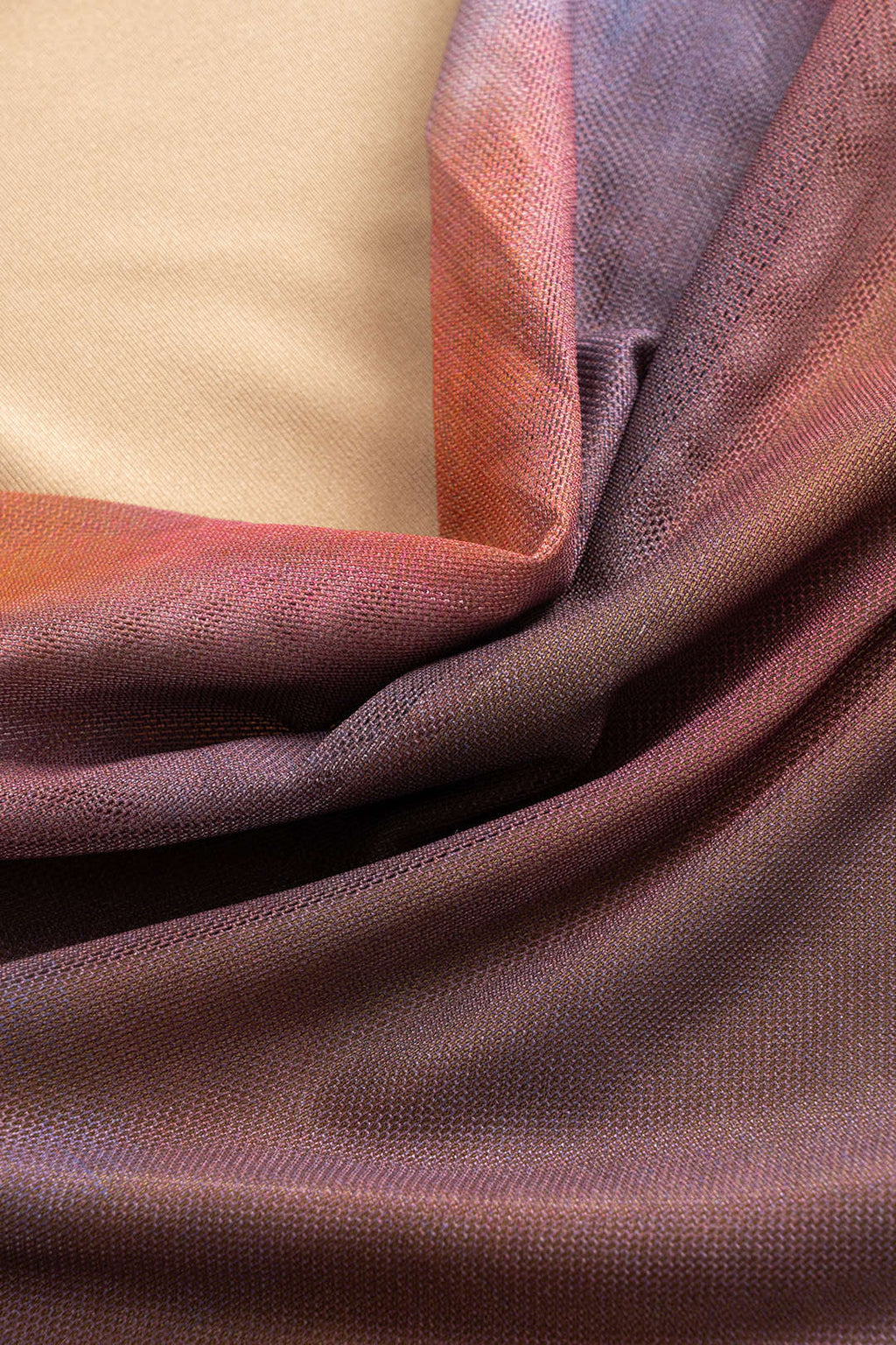 Tie Dye Print Mesh Ruched Long Sleeve Maxi Dress