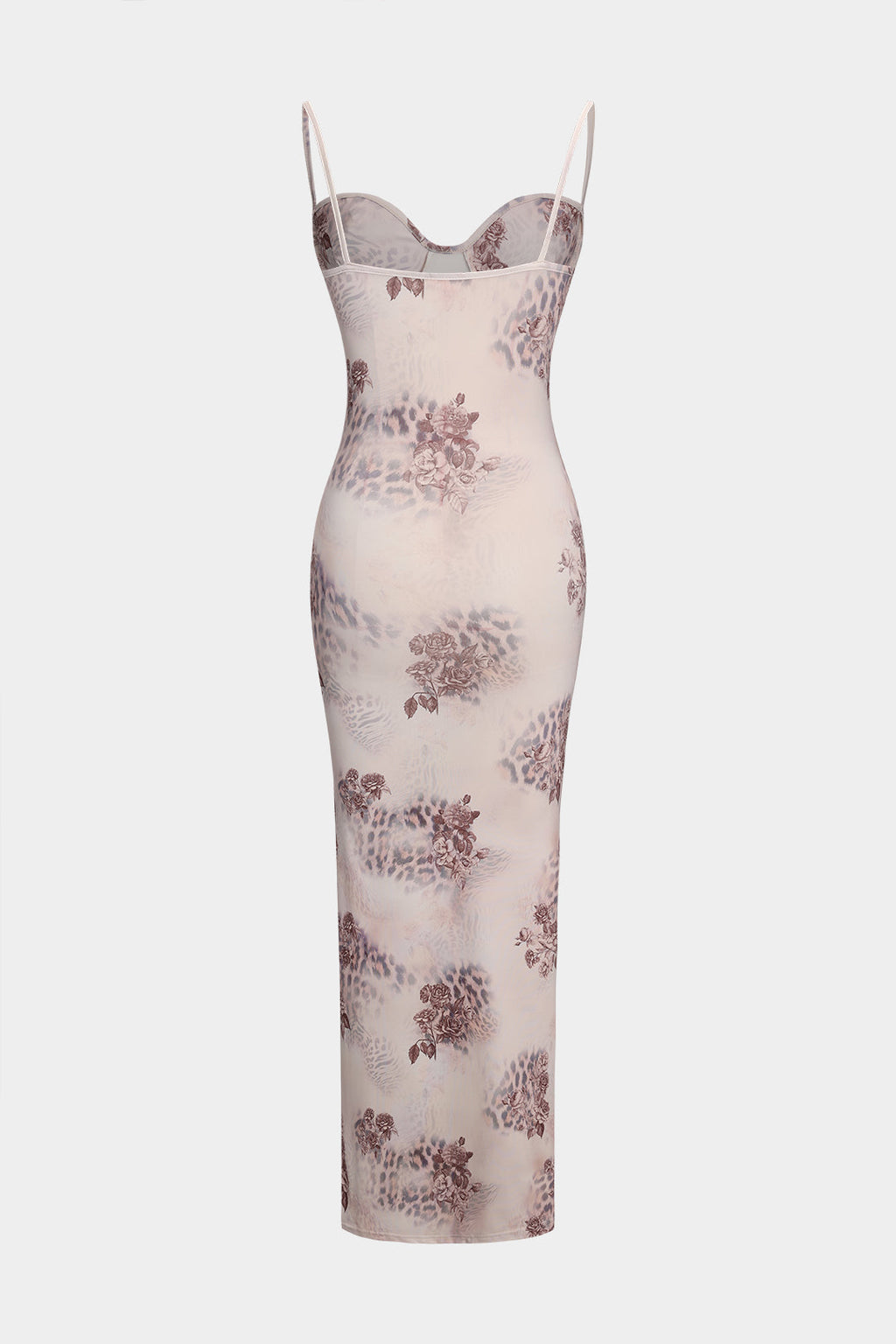 Vestido Maxi Bustier Estampado Leopardo Floral Elegante