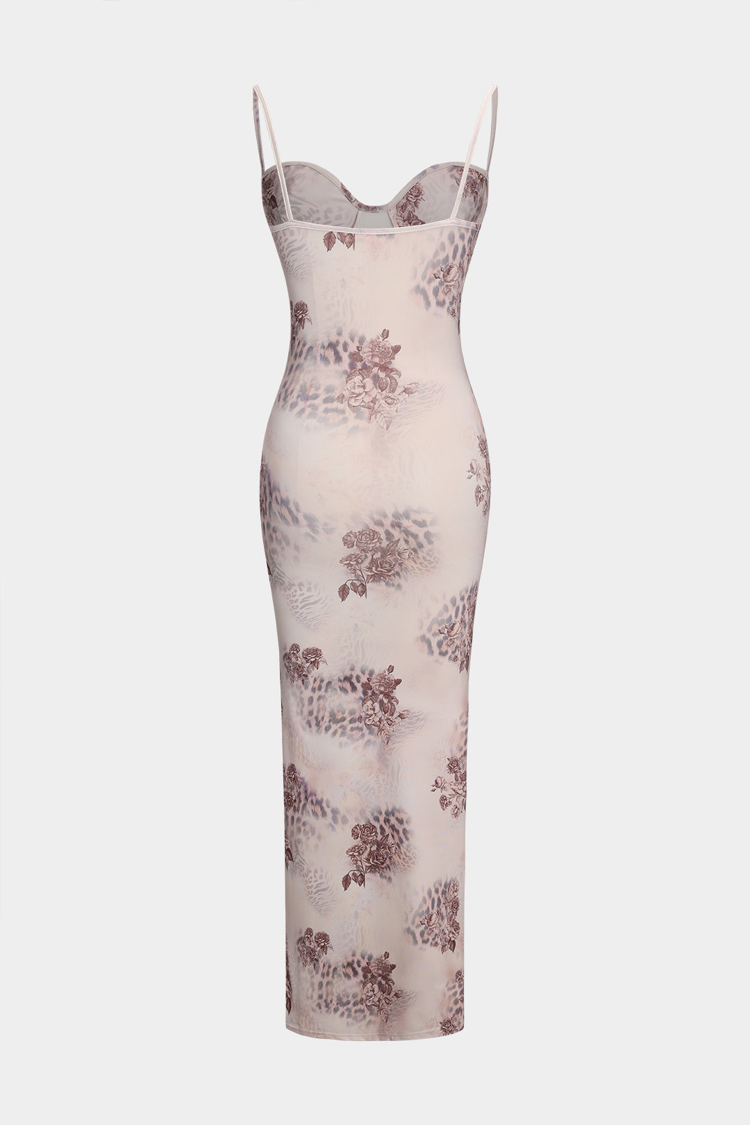 Vestido Maxi Bustier Estampado Leopardo Floral Elegante