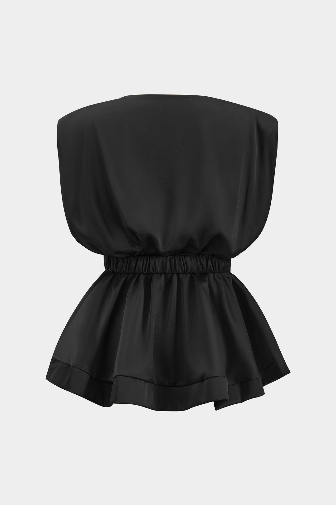 Blusa de Satén Metálico con Espagueti Drapeado y Botones