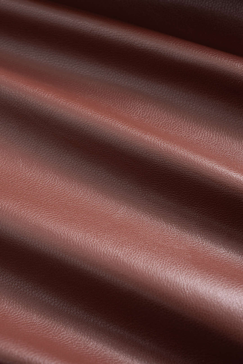 Faux Leather Ruched Zipper Long-Sleeve Shirt