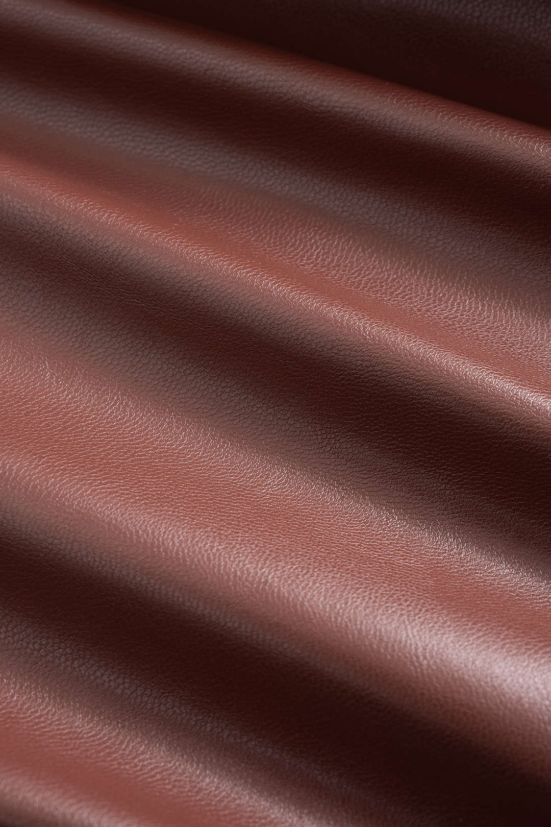 Faux Leather Ruched Zipper Long-Sleeve Shirt