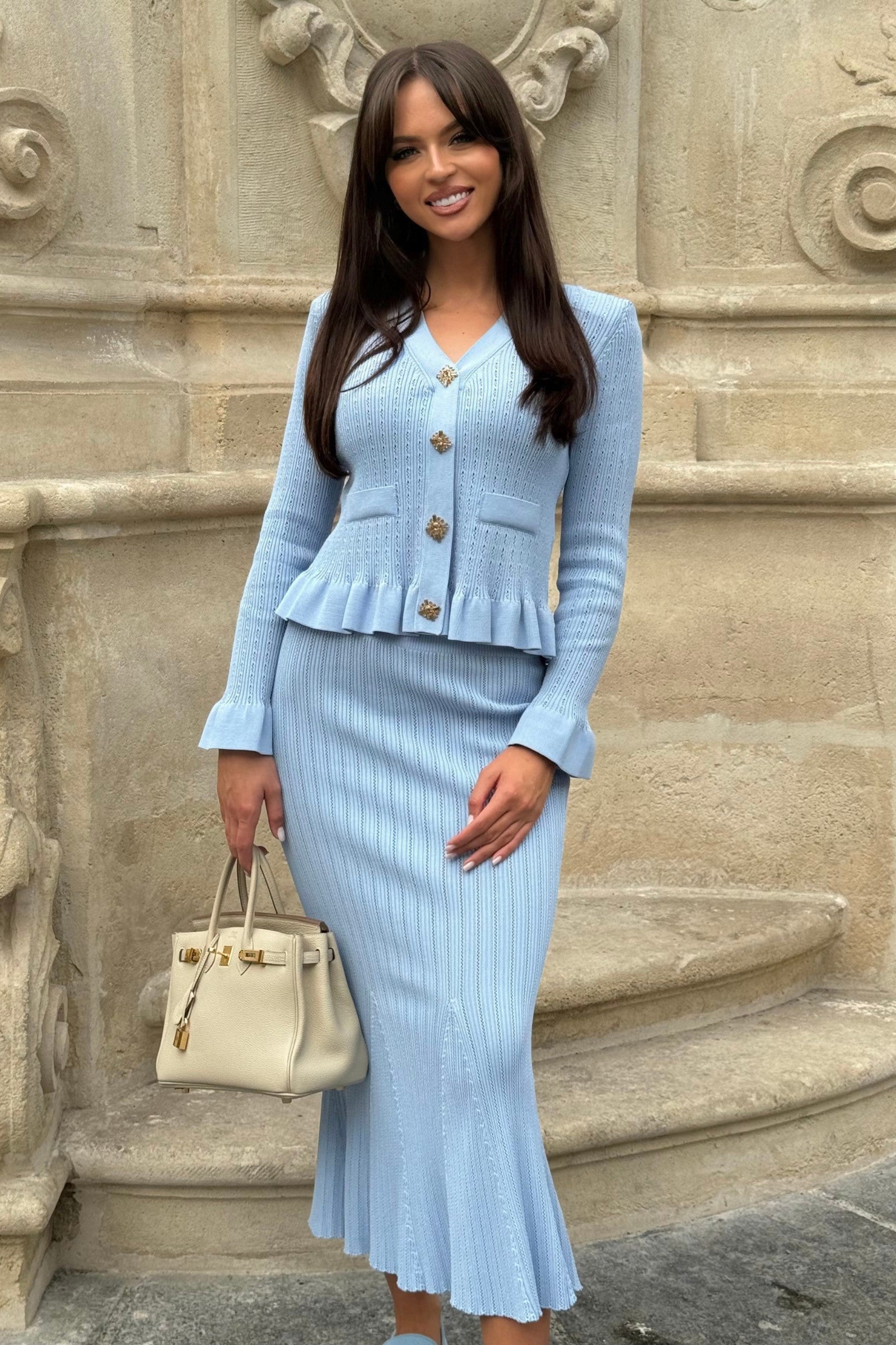 Conjunto Coordinado Chaqueta Volantes Y Falda Punto Alinea