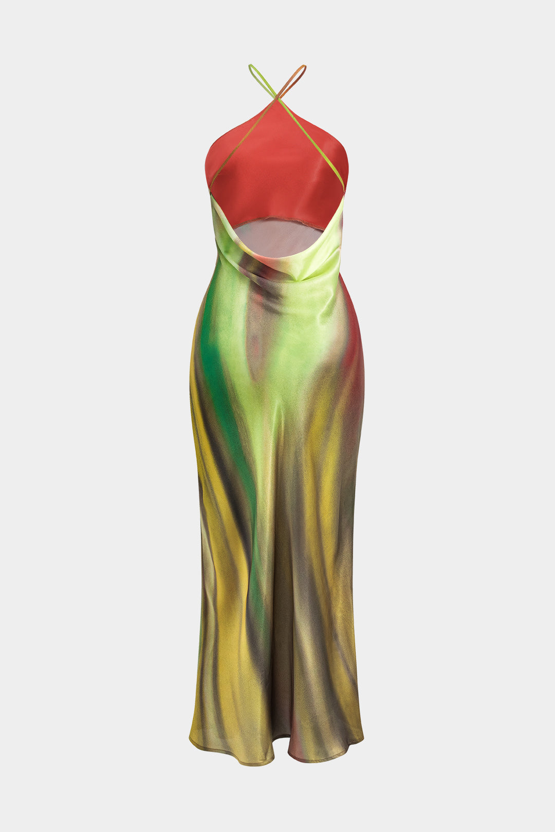 Vestido Maxi Floral Halter Sin Espalda Para Mujer Elegante