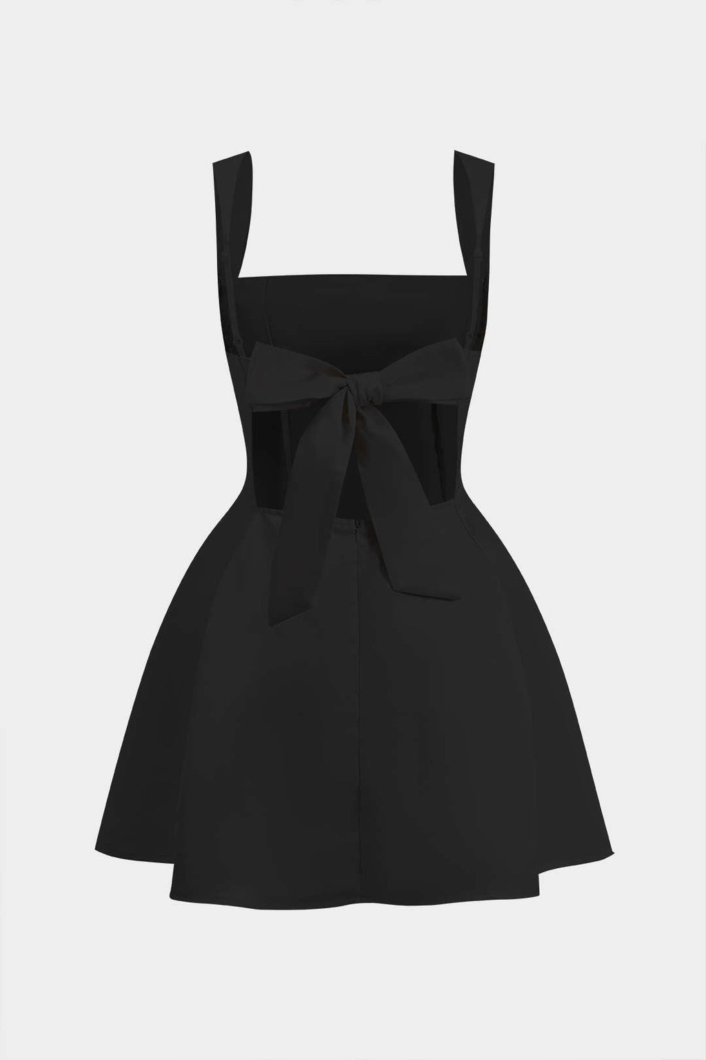 Vestido Mini Con Escote En V Y Cremallera Trasera Elegante