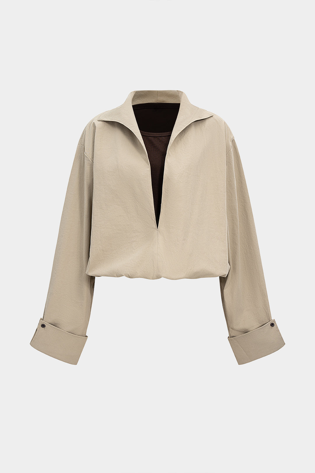 חולצה ארוכת שרוולים עם צווארון V 