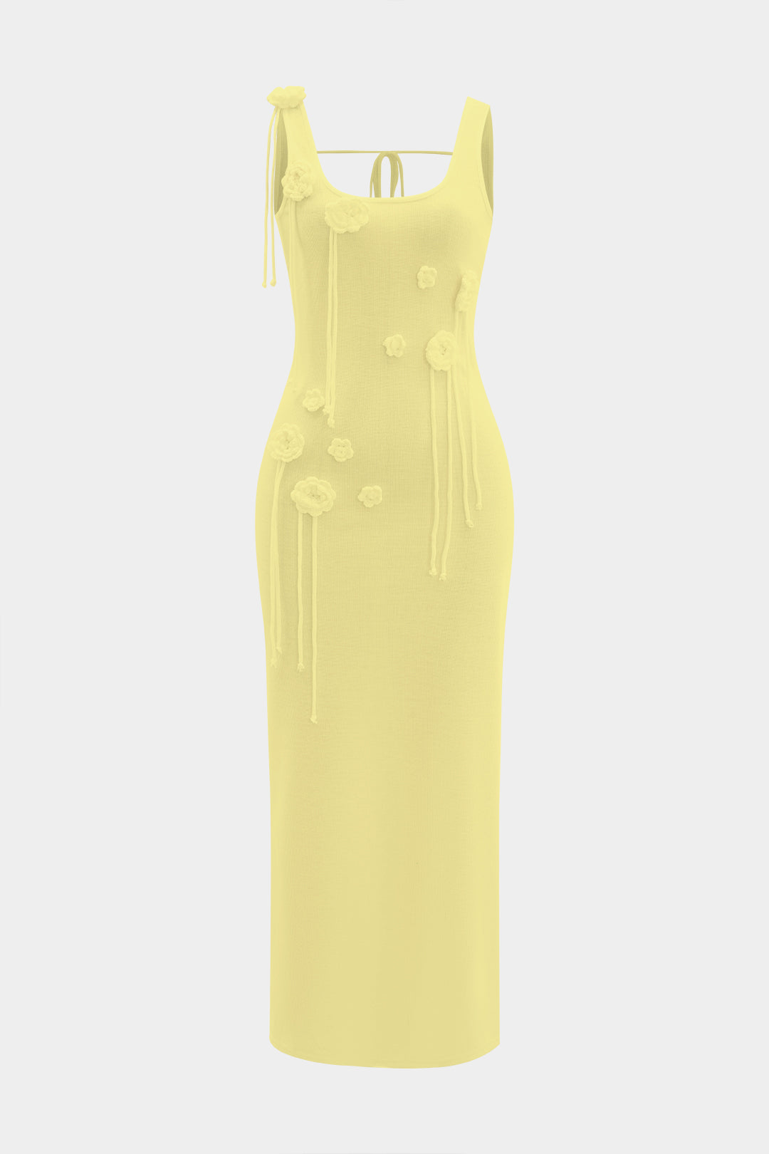 Vestido Maxi Patrón Floral 3D Sin Tirantes Silueta Recta