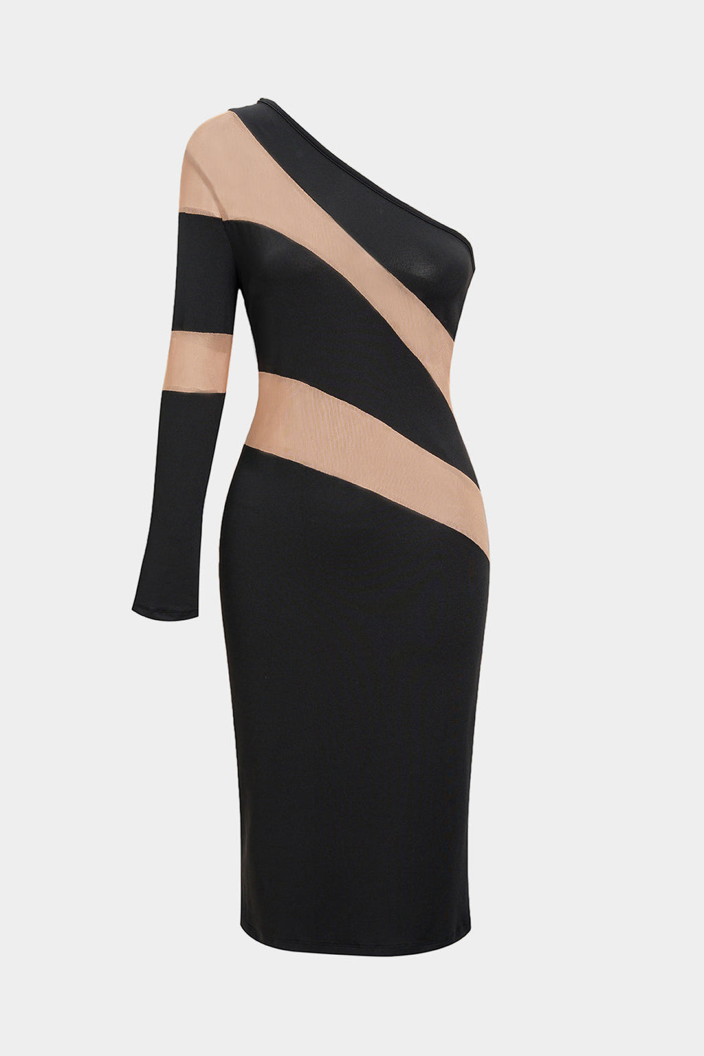 Contrast Mesh Patchwork Maxi Dress