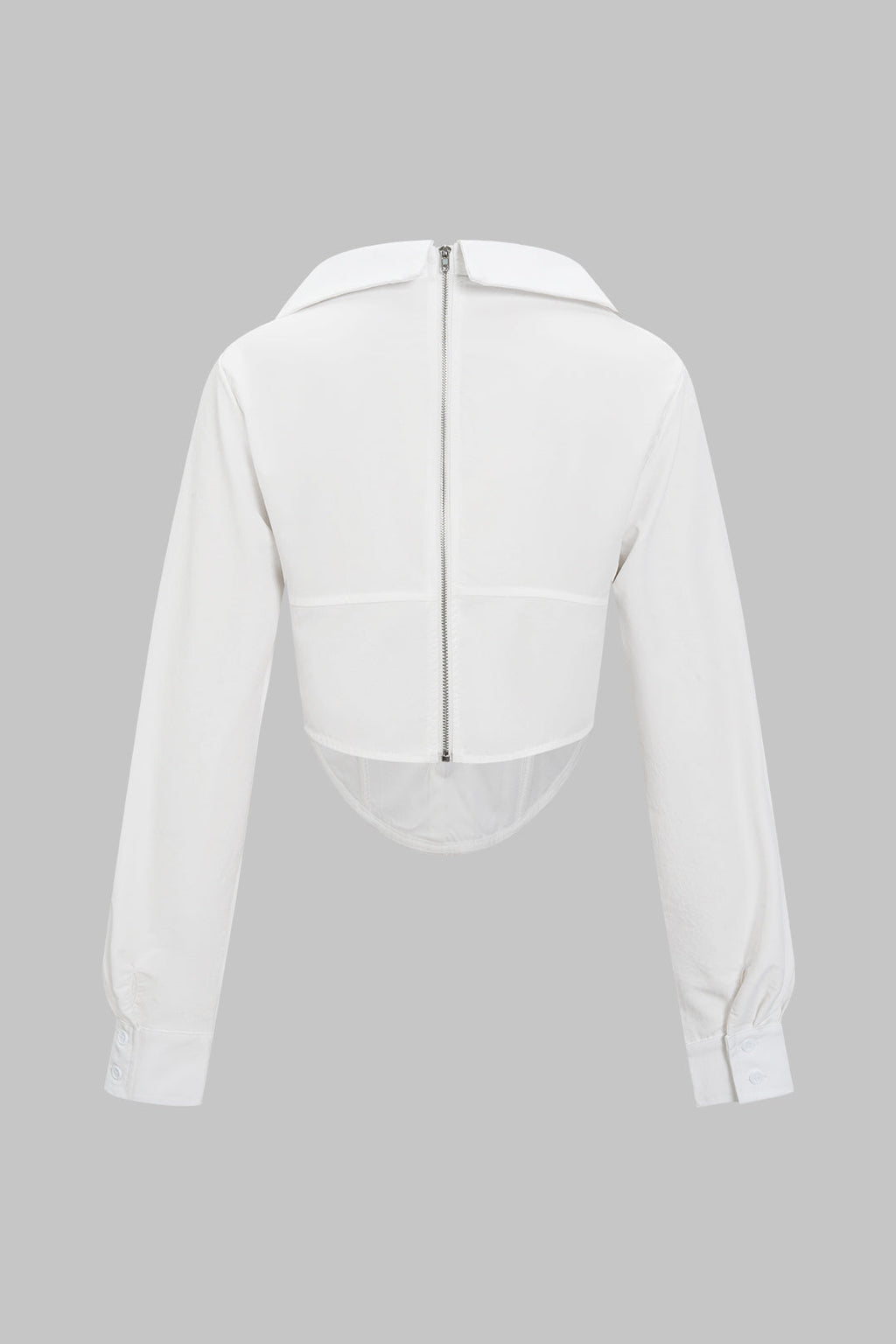 Deep V-neck Cut Out Corset Long-Sleeve Shirt