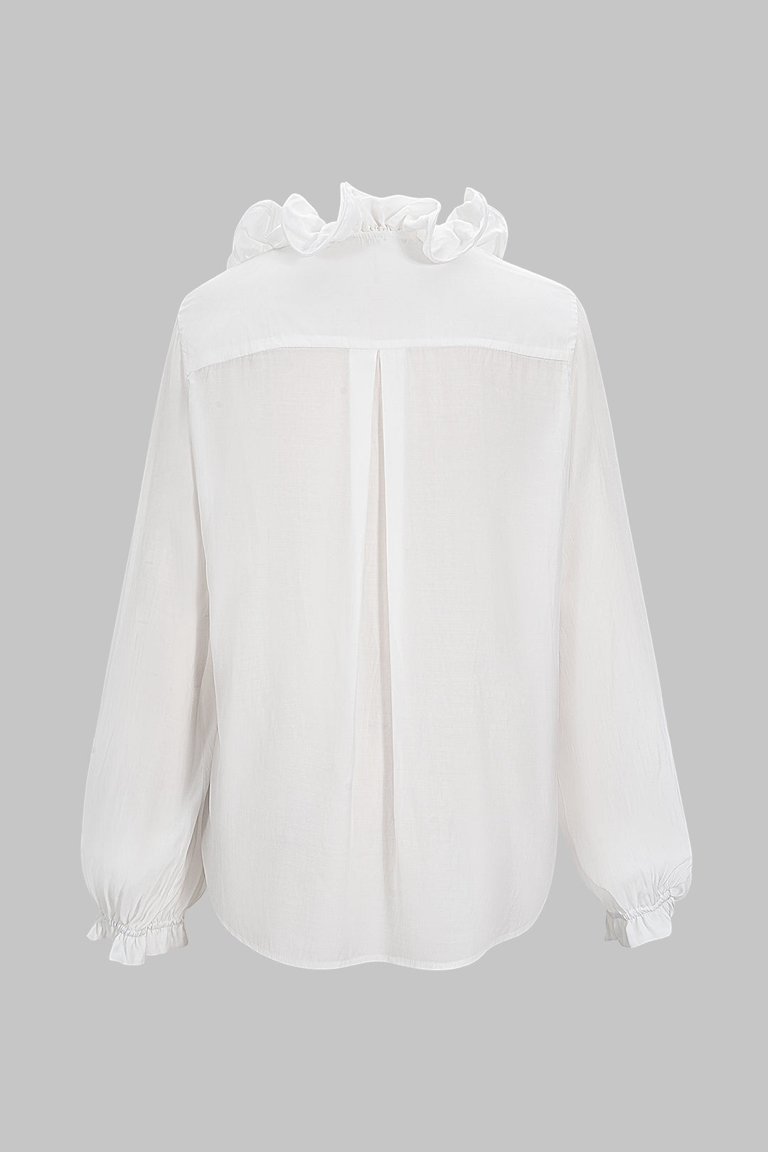 חולצה ארוכת שרוולים עם קפלים וקשירה מלפנים של שיפון 