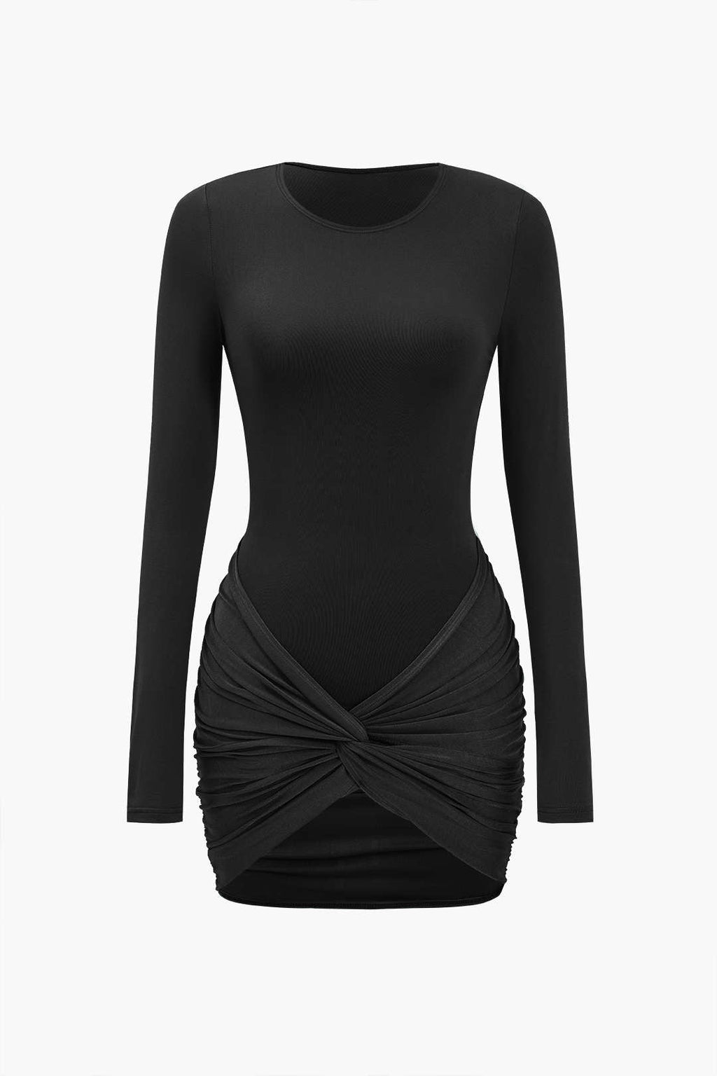 שמלת מיני עם טלאים וקשירה סאטן 