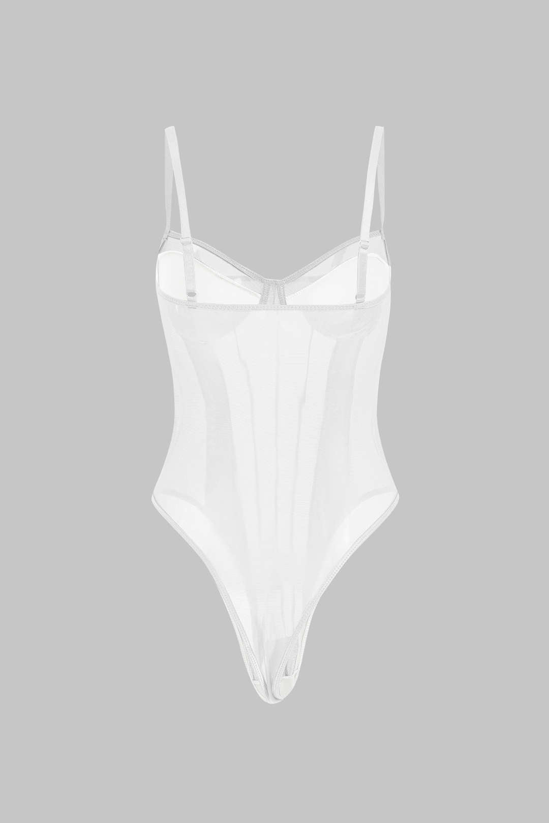 Corsé Bodysuit de Malla Sin Espalda con Escote Barco