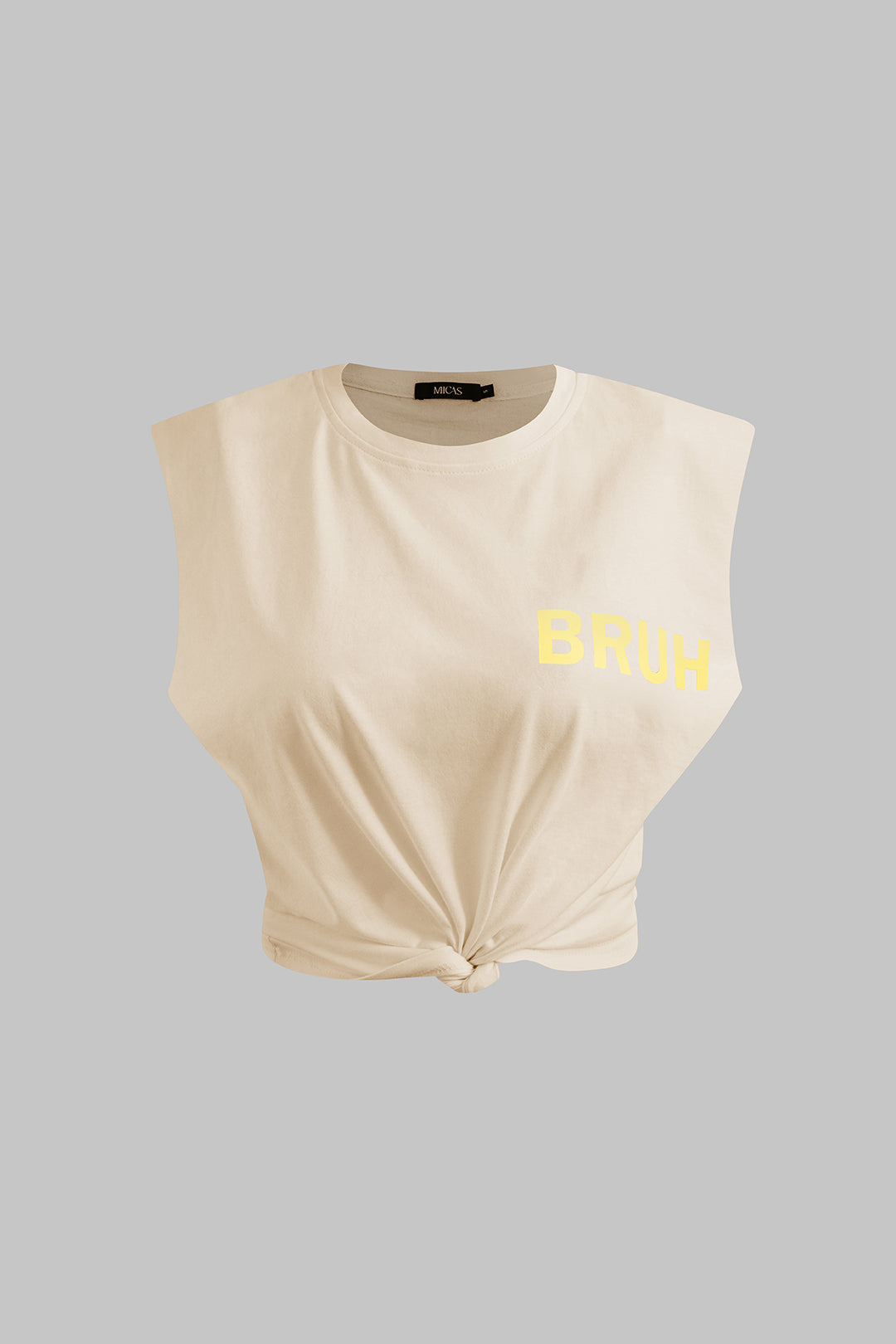 Camiseta Sin Mangas Impresa Bruh Mujer Estilo Diario