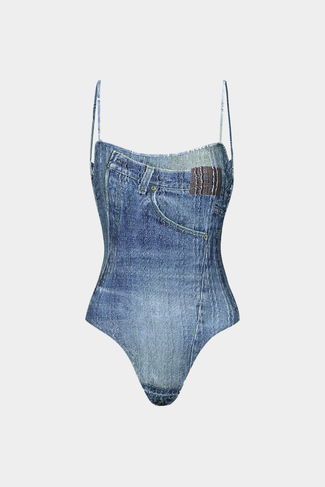 Bodysuit Impreso Con Silueta Fina Y Textura Elegante