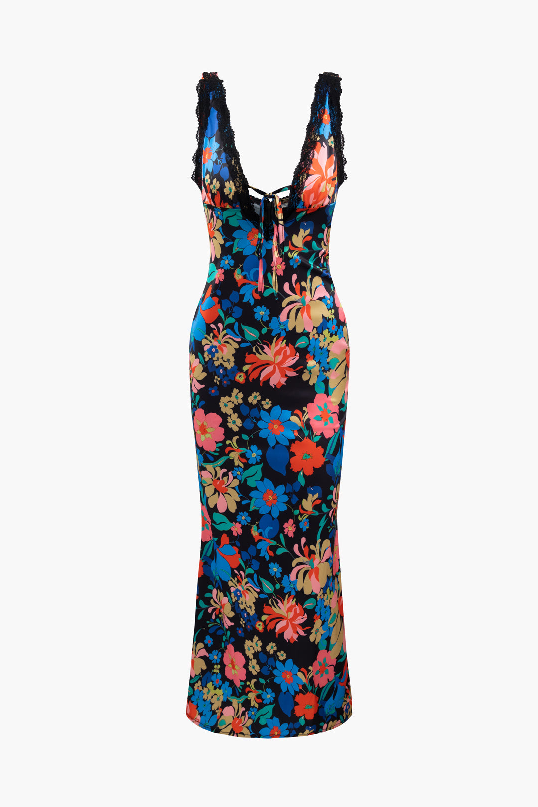 Vestido Maxi Floral Con Encaje Y Escote En V Para Mujer