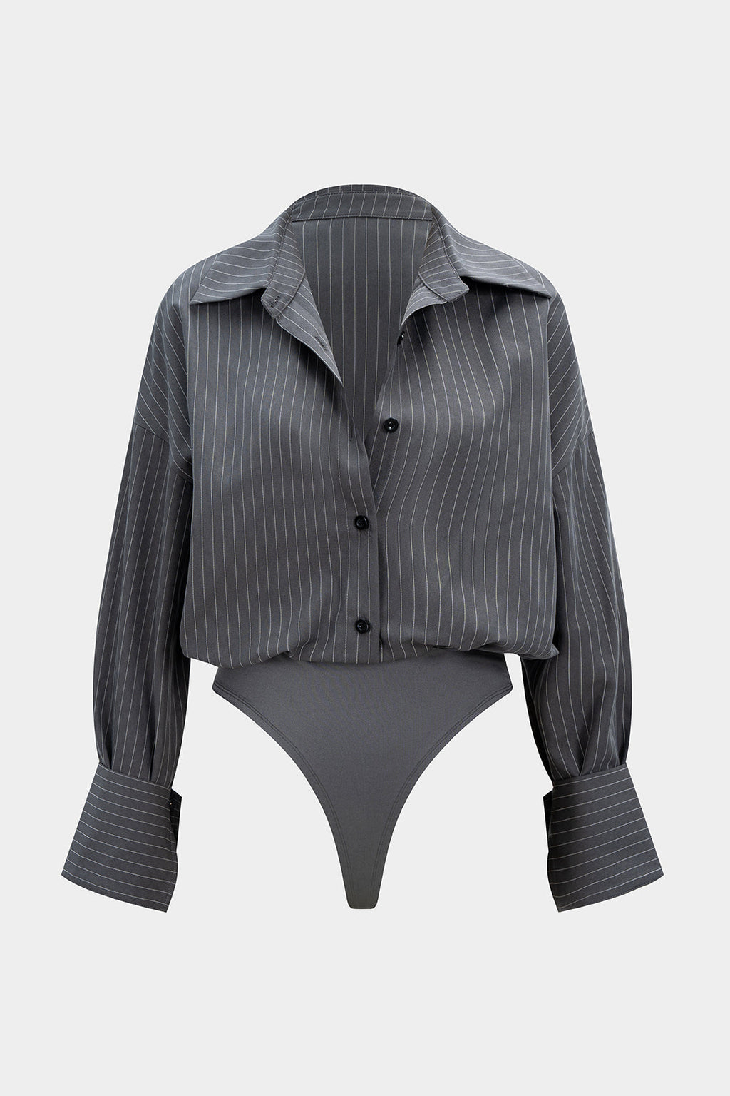 Stripes Print Button Long Sleeve Bodysuit