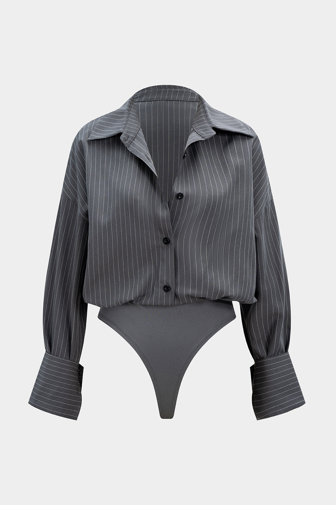 Stripes Print Button Long Sleeve Bodysuit