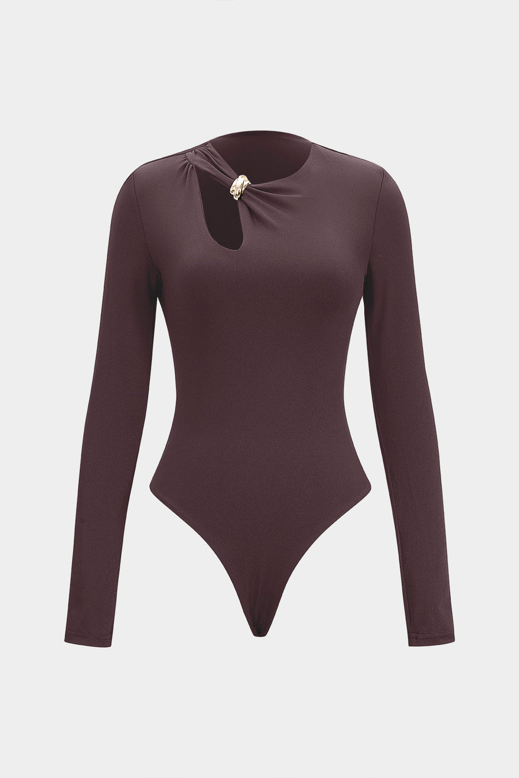 Metallic Cut Out Long Sleeve Bodysuit