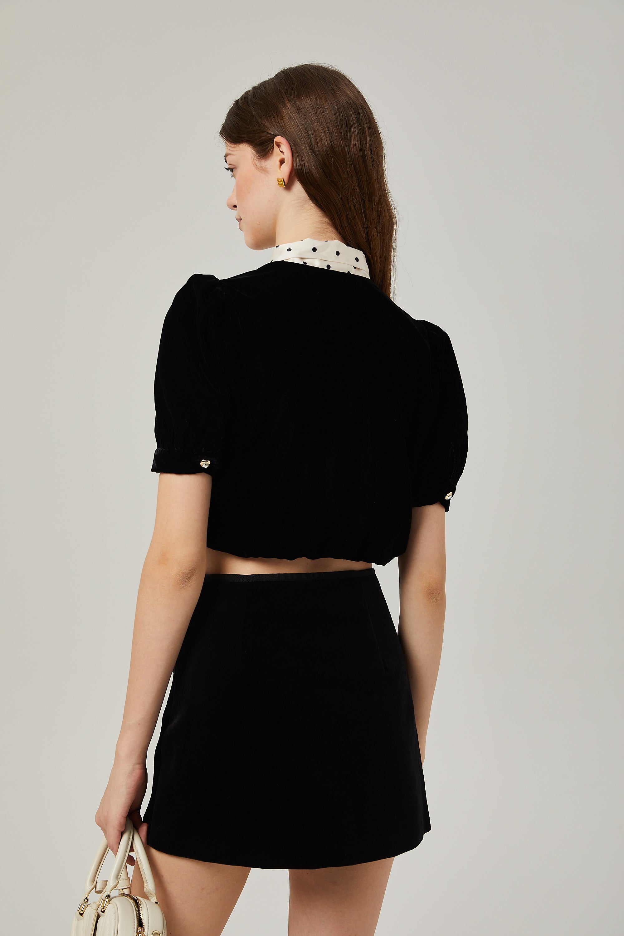 Falda Midi Satín Con Cristales Y Bolsillos Falsos Elegantes