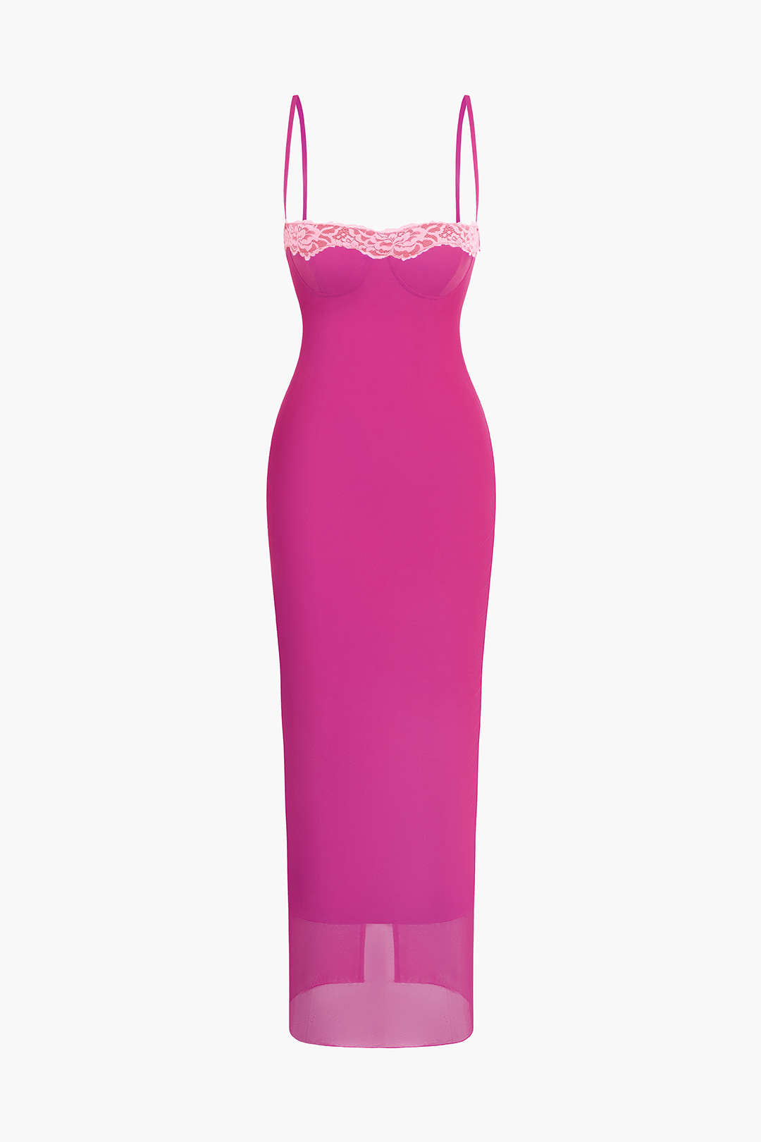 Vestido Midi Con Encaje Detallado Y Silueta Elegante Noche