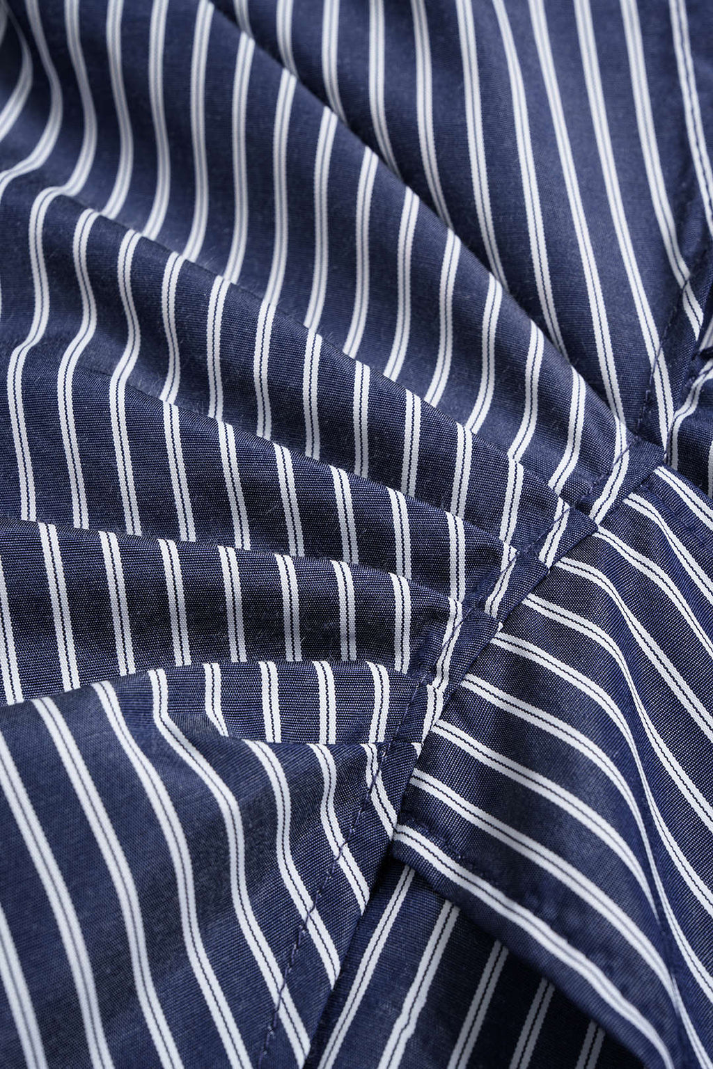 Stripes Print Tie-Up Irregular Long-Sleeve Shirt