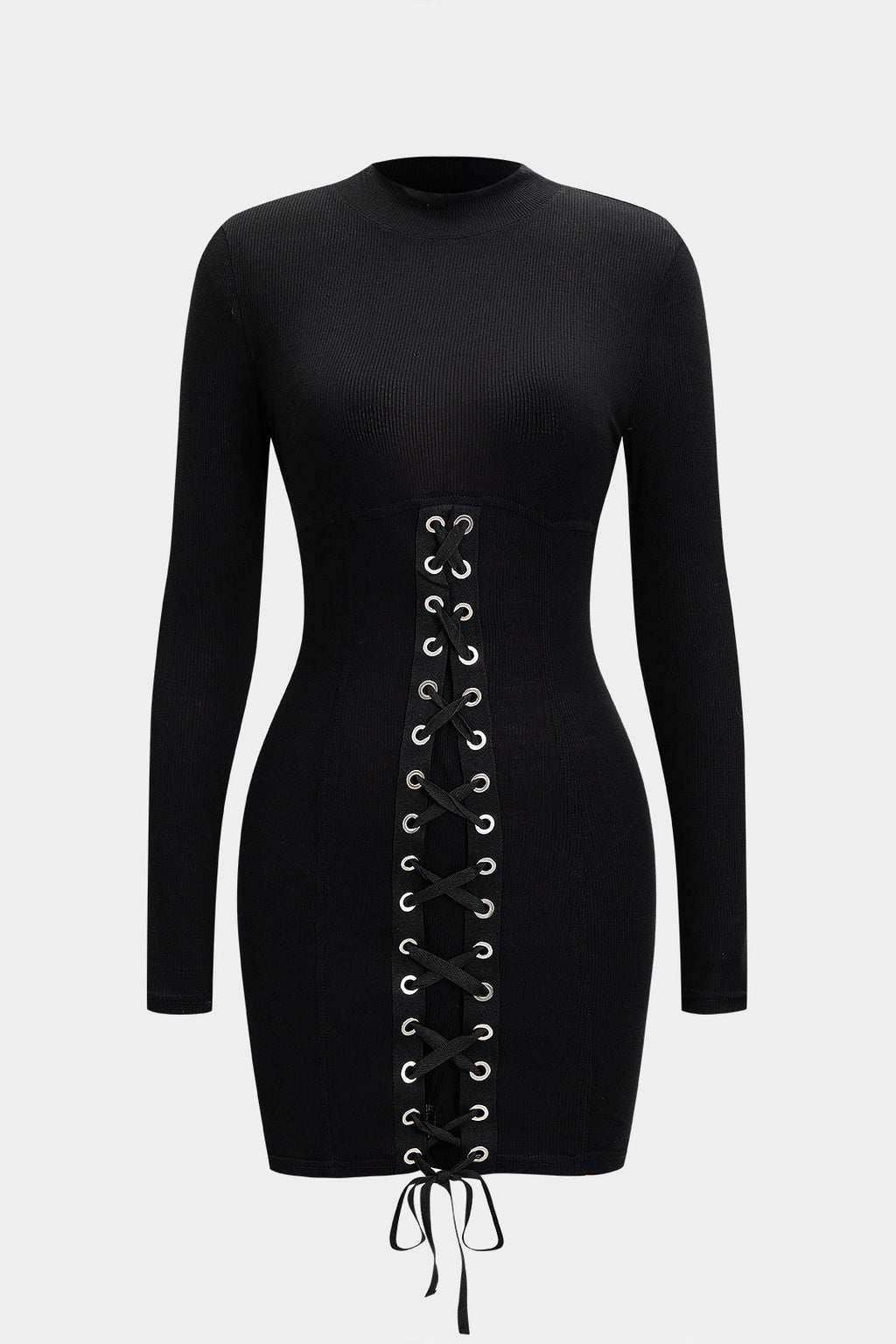 Tie-Up Long Sleeve Mini Dress