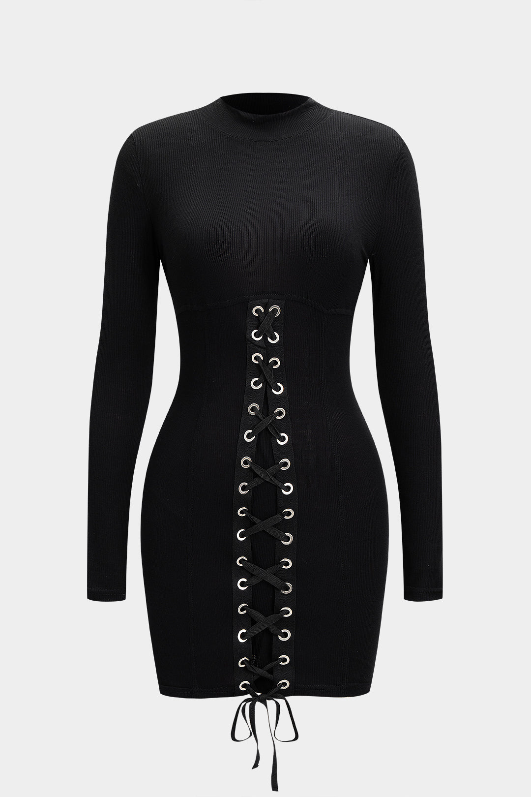 Tie-Up Long Sleeve Mini Dress