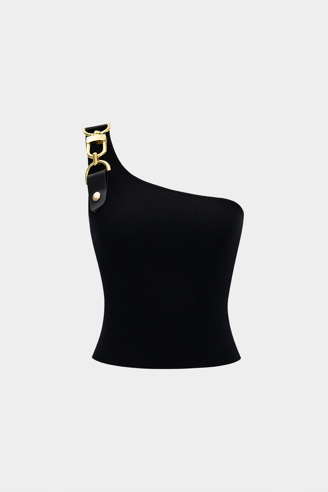 Blusa Metálica Tejida Asimétrica Sin Mangas Elegante