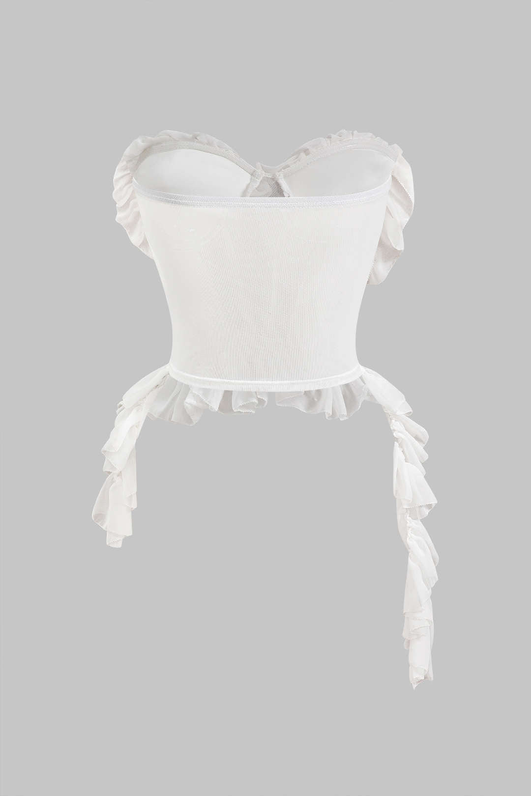 Blusa Tubo Corsé Con Volantes De Chiffón Satinado