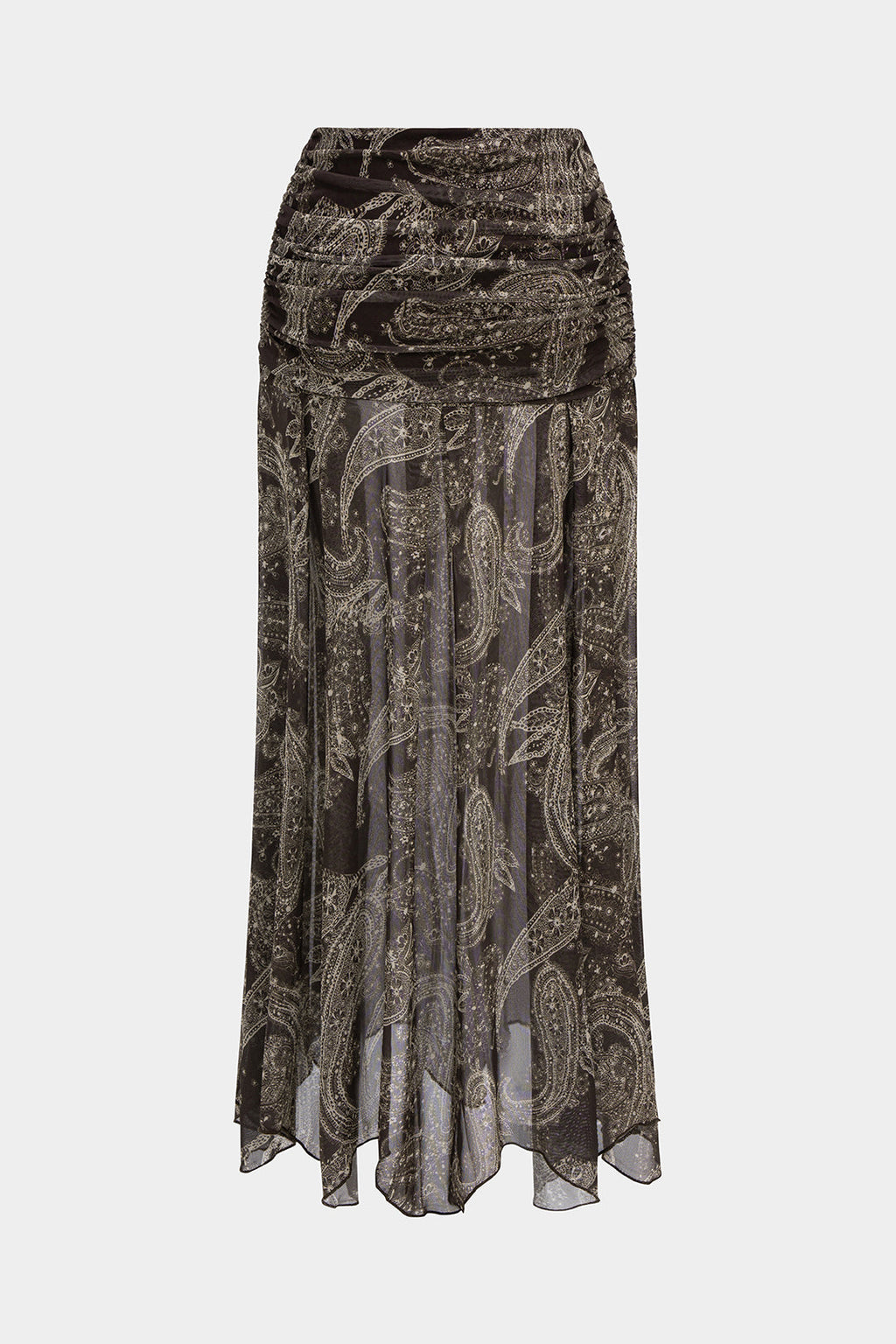 חצאית גבוהה עם רשת והדפס רטרו 