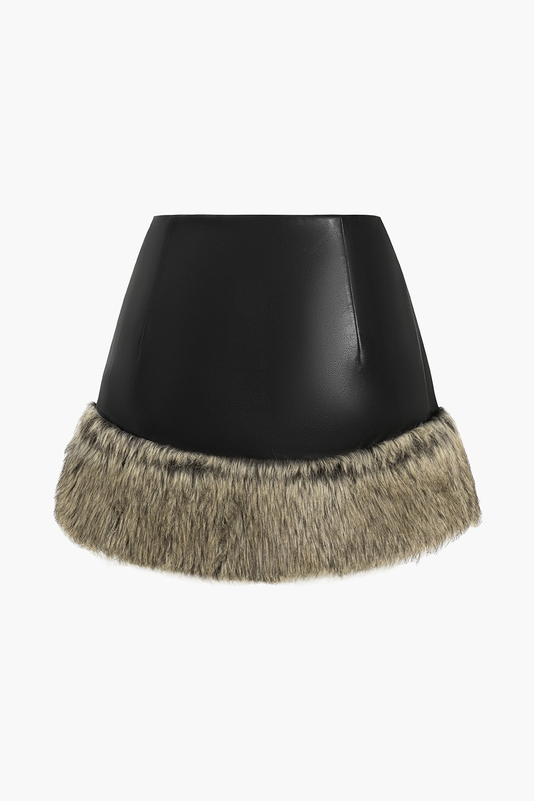 חצאית פרווה דמוית עור מבד טלאים 