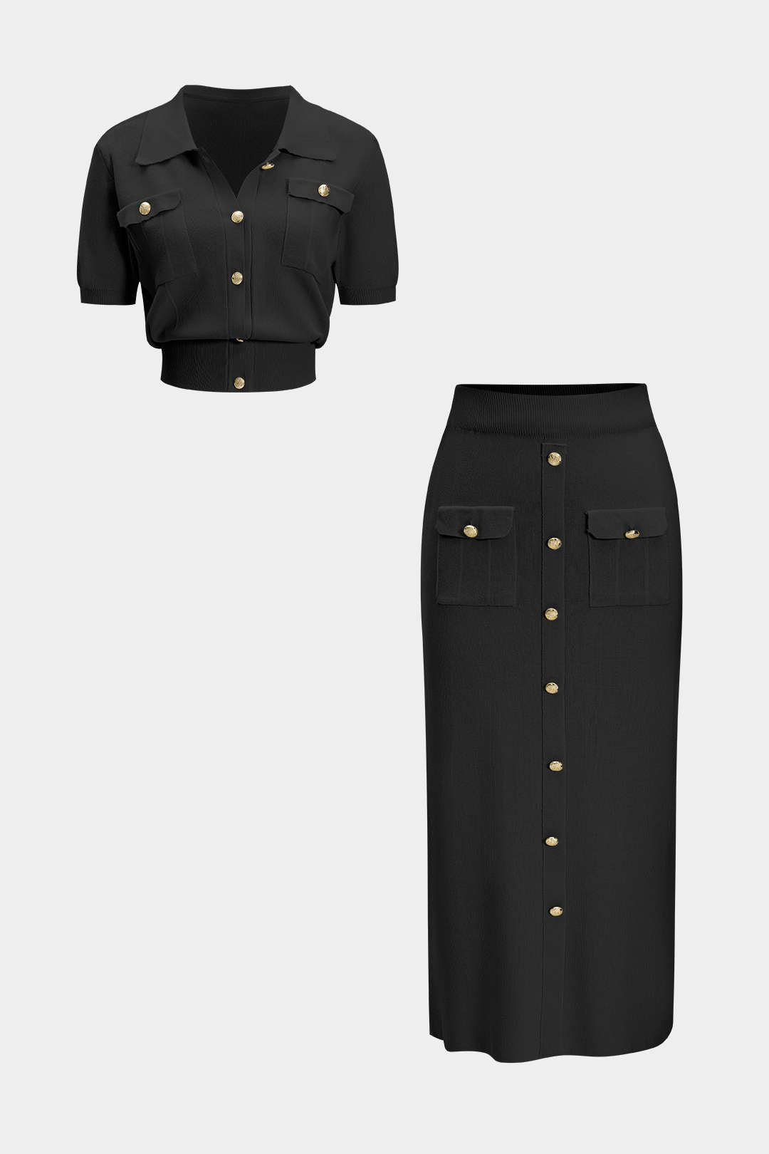 Conjunto Tank Top Y Falda Tejidos Con Detalles Metálicos