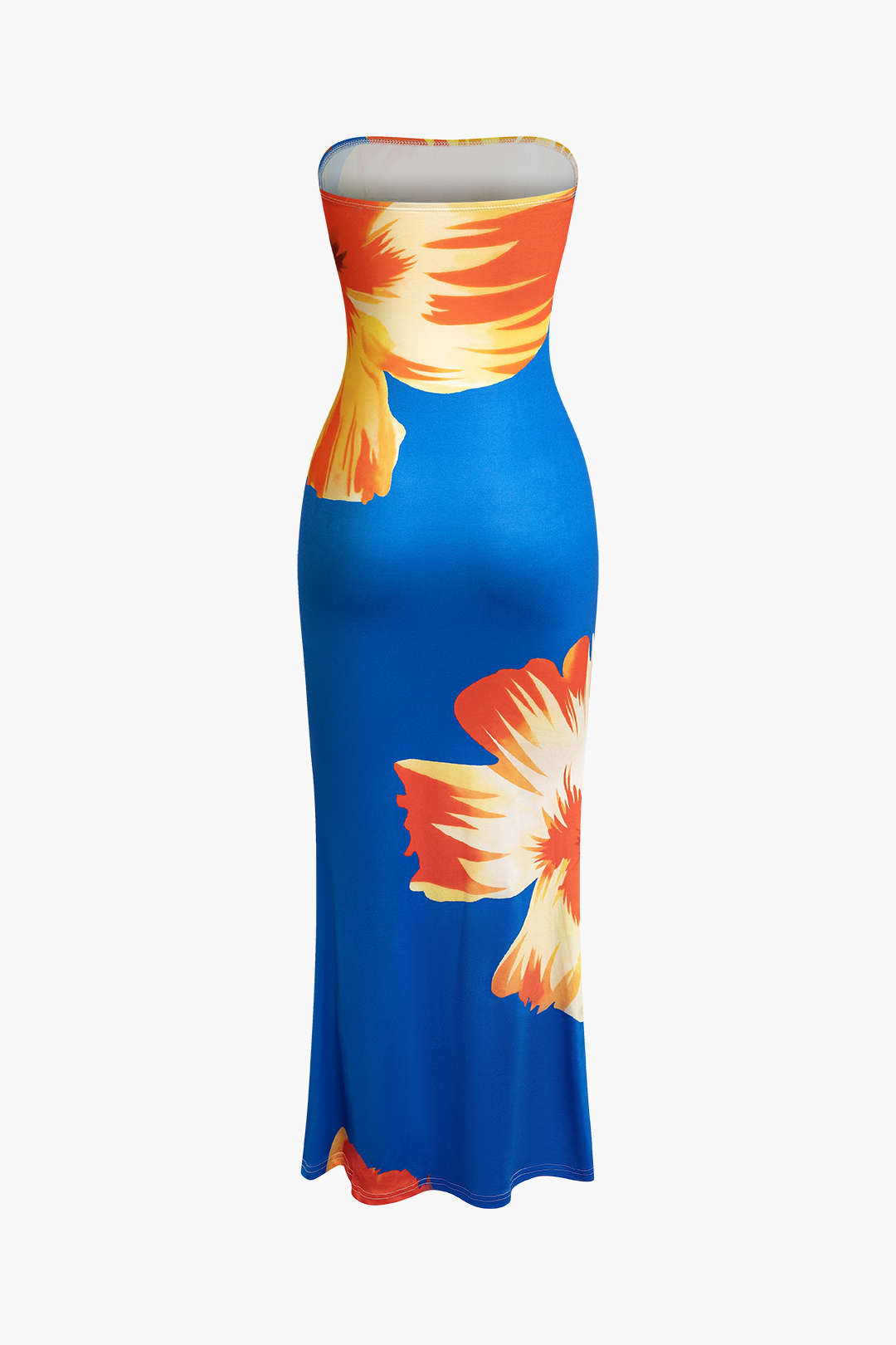 Vestido Midi Estampado Floral Sin Tirantes Verano Elegante