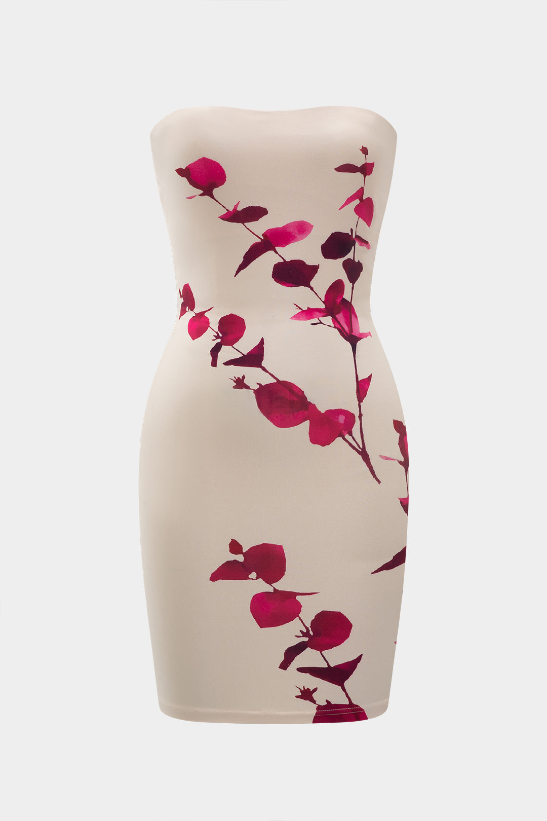 Vestido Mini Sin Tirantes Floral Estampado Para Mujer