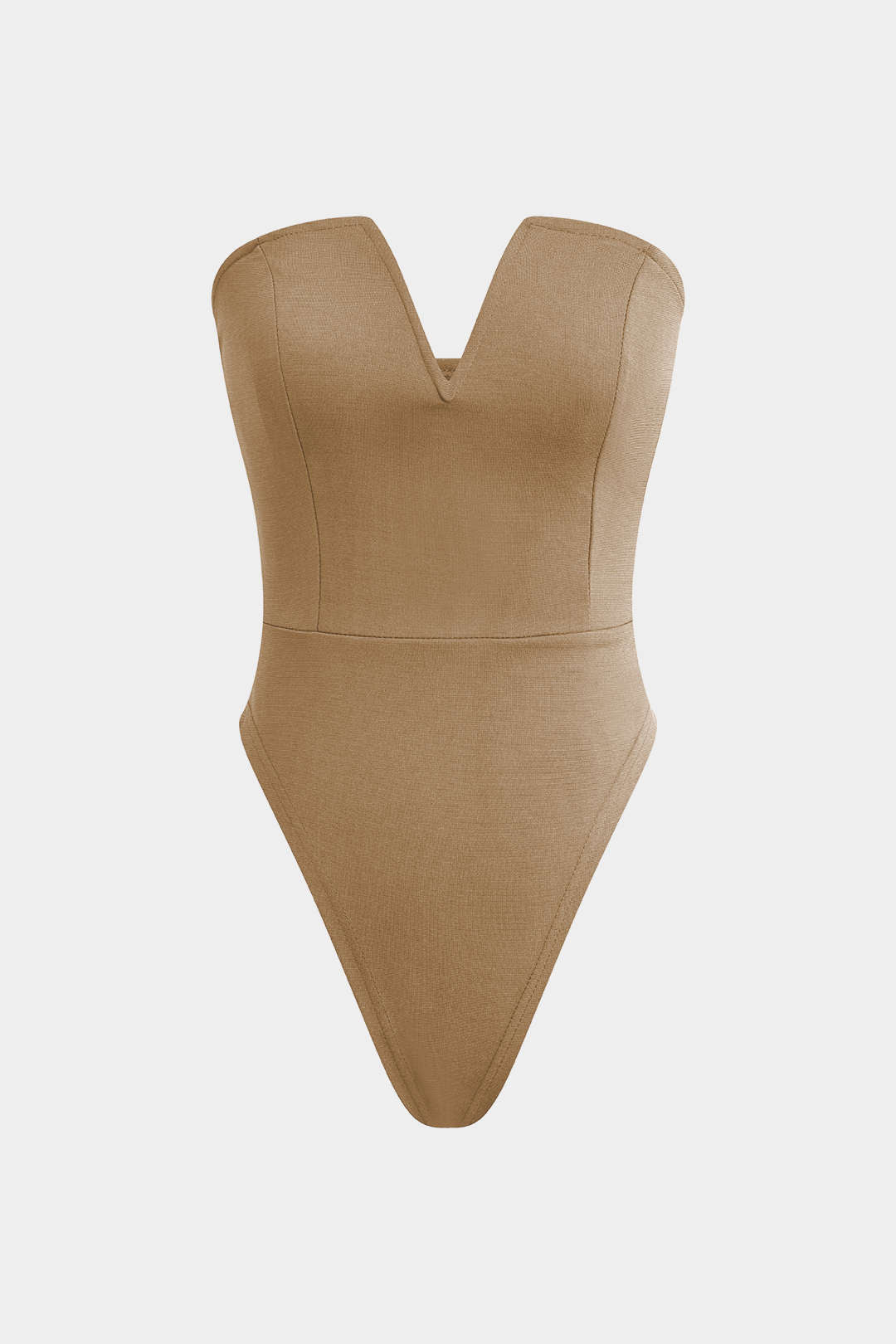 Bodysuit Sin Tirantes Escote En V Minimalista Diario