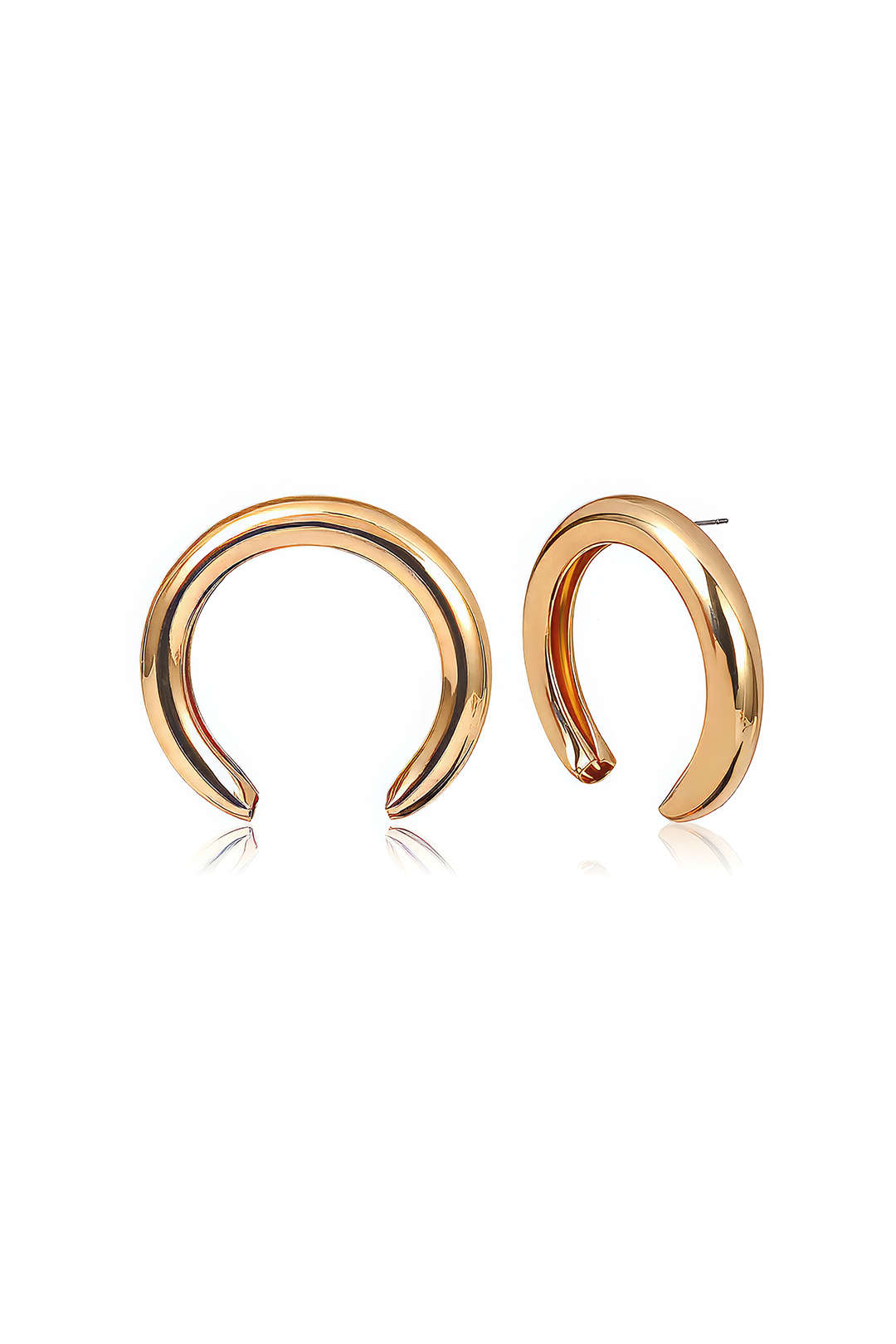 Aretes Geométricos Mitad Circunferencia Metálica Para Mujer