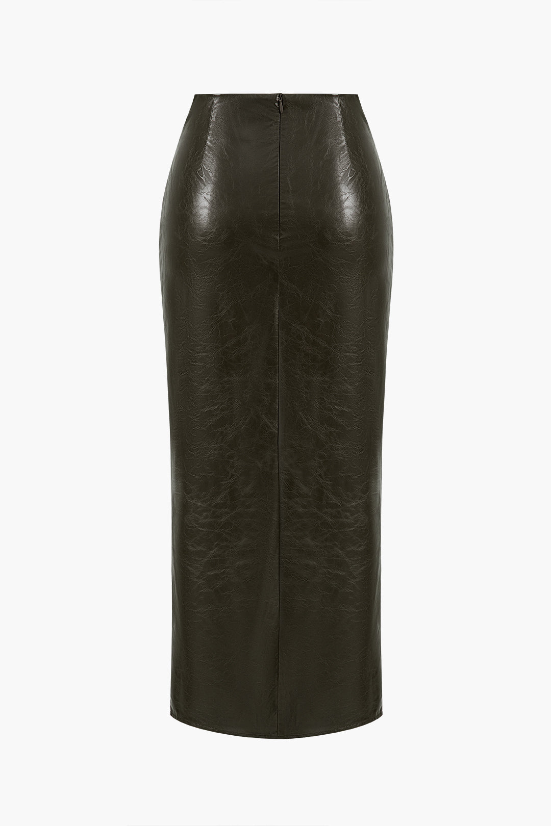 חצאית דמוית עור עם שסעים 