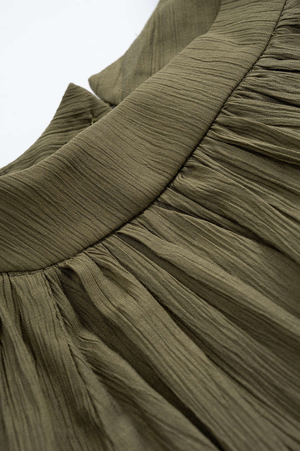 Ruched Tie-Back Long-Sleeve Maxi Dress