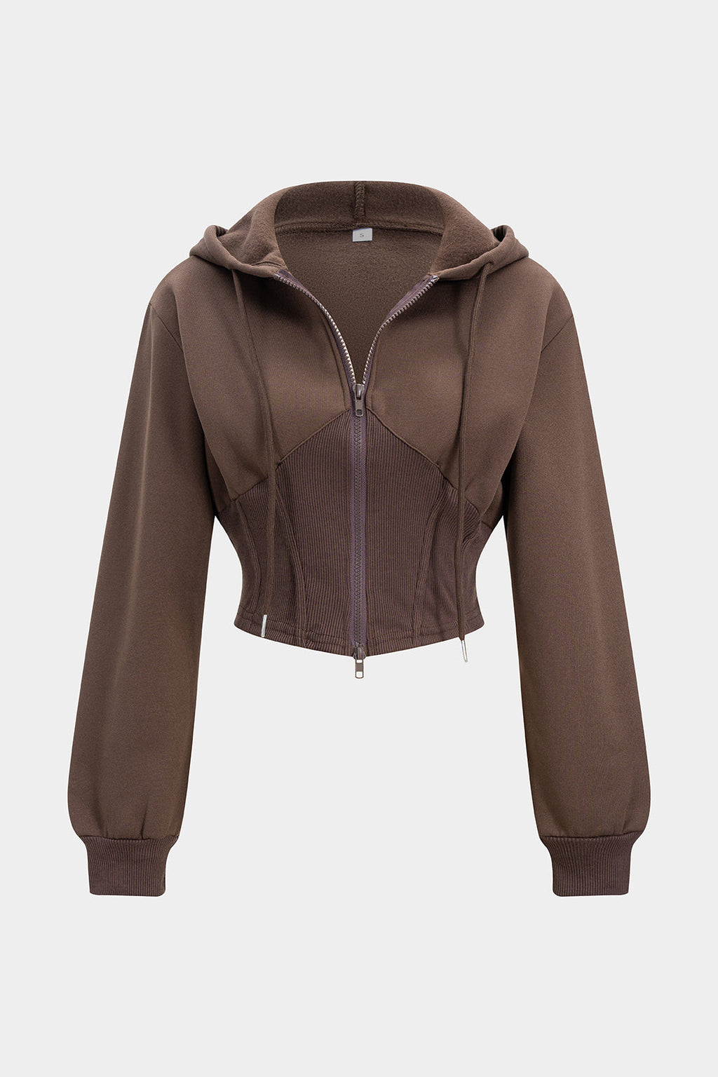 Drawstring Patchwork Hooded Sweatshirt