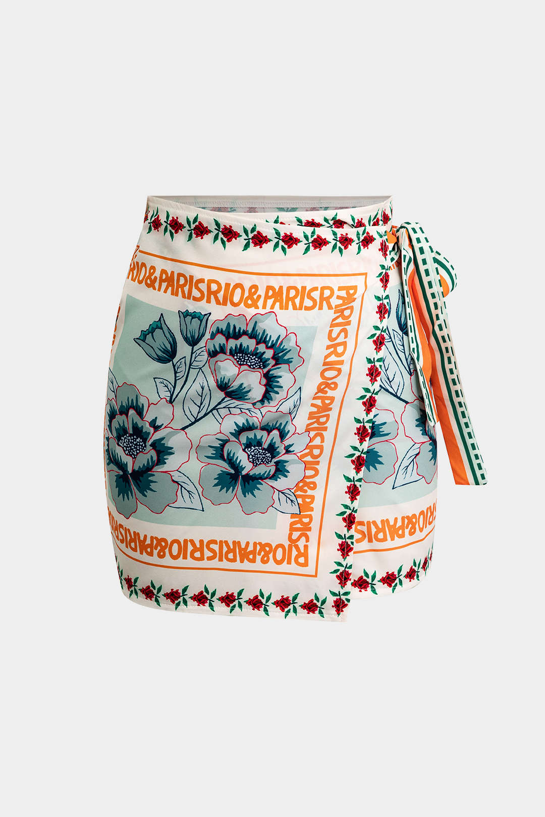 Falda Mini Envolvente Con Nudo Floral Ligera Uso Diario