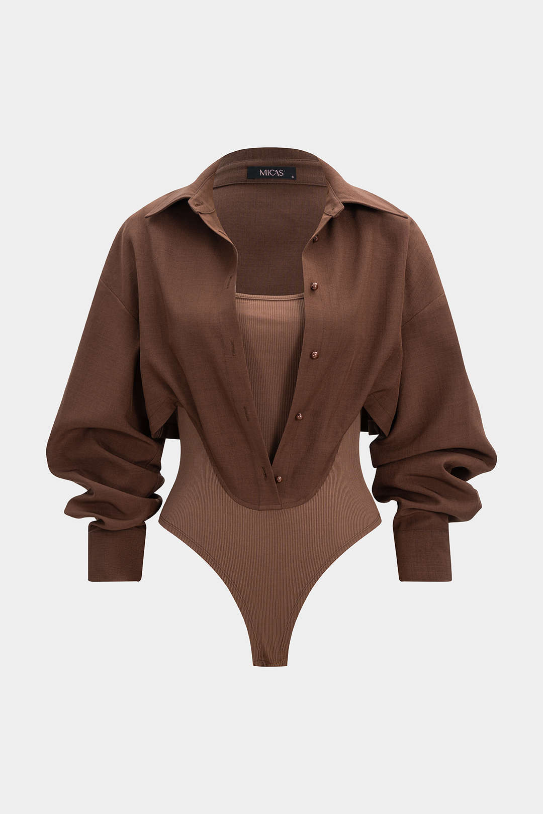 בגד גוף עם שרוולים ארוכים וכותנות עם כפתורים 