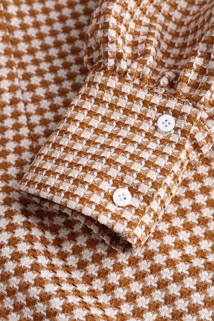 שמלת מיני עם שרוולים ארוכים והדפס משבצות 