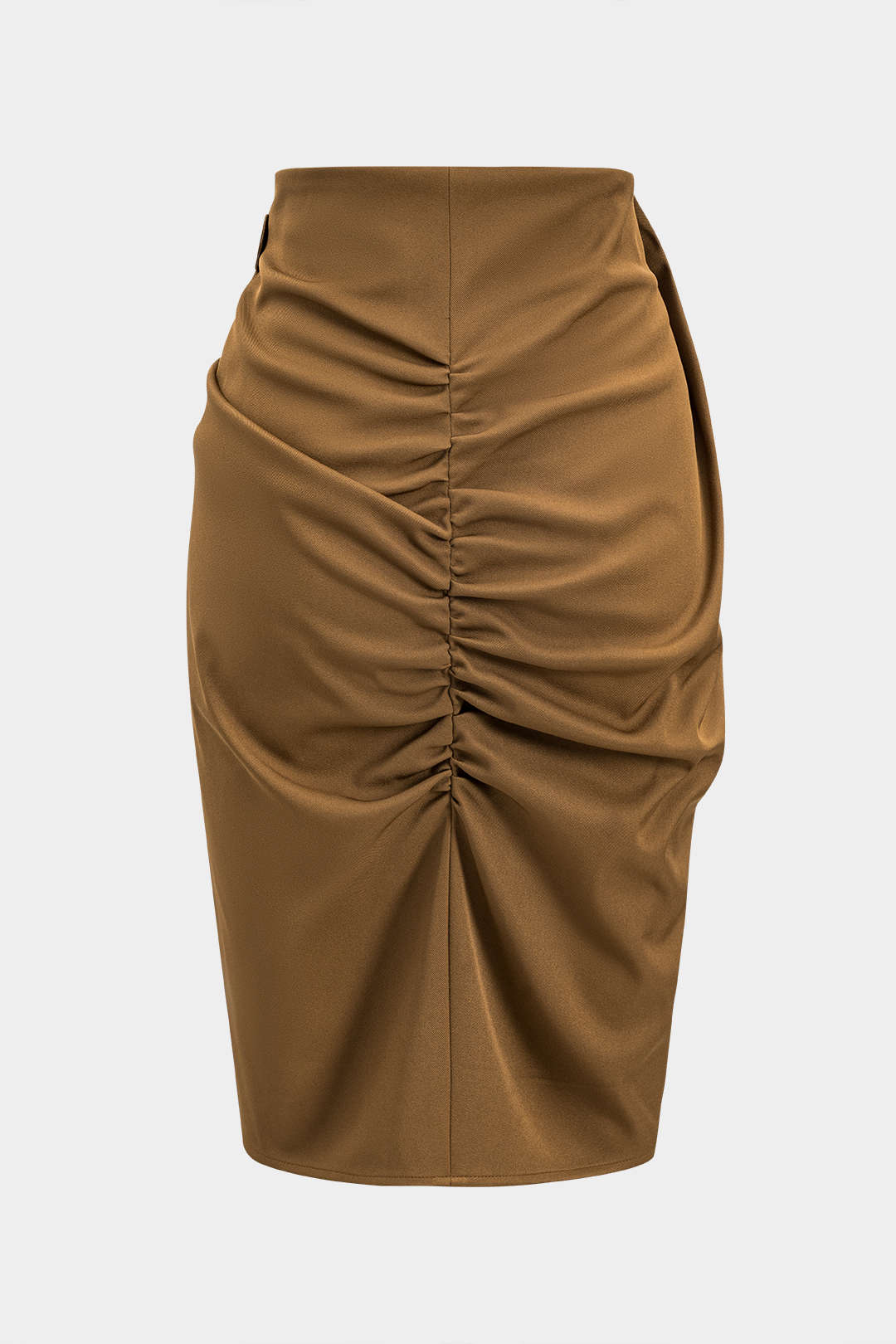Falda Midi Drapada Asimétrica Con Cinturón Elegante