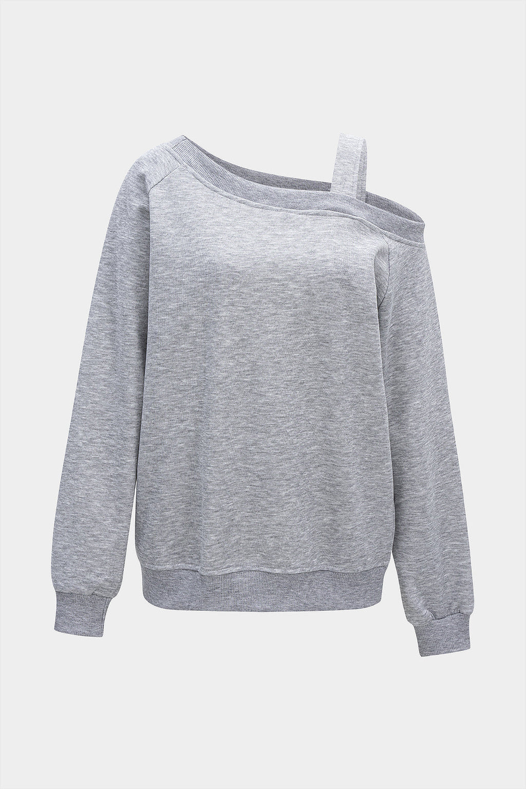 Asymmetrical Shoulder Long Sleeve Sweatshirt