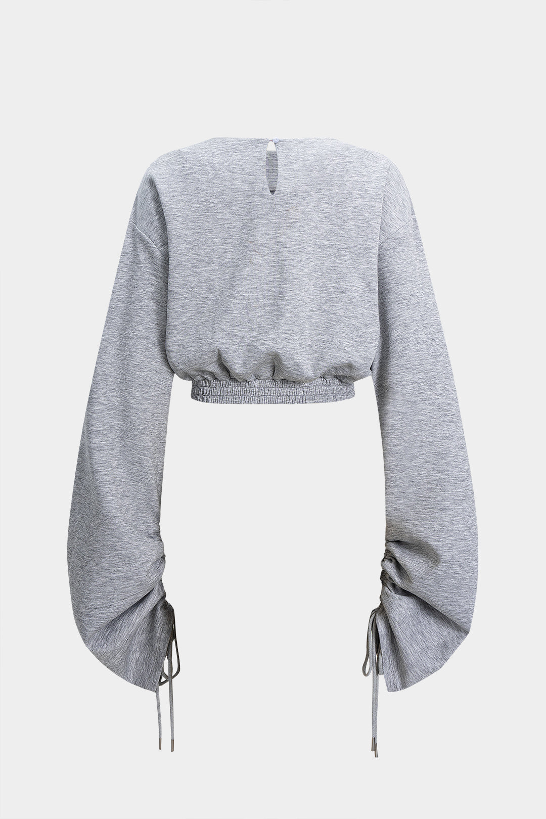 Drawstring Ruched Round Neck Sweatshirt