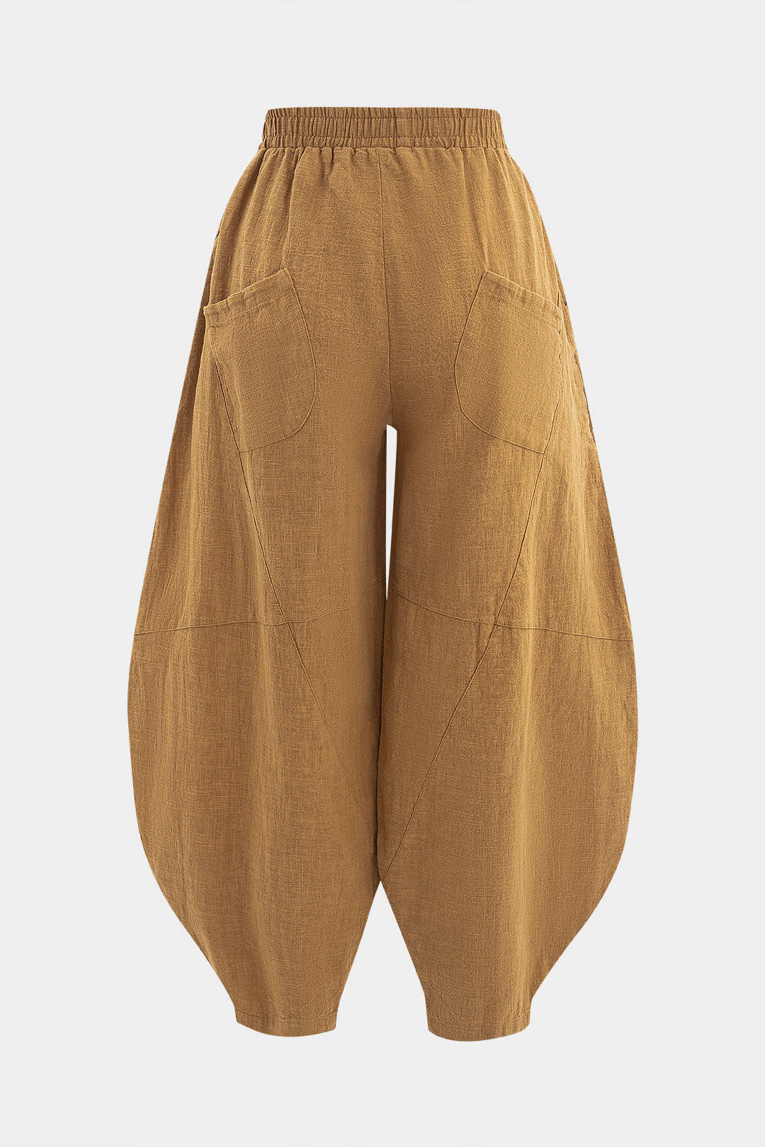 Pantalones Anchos Con Bolsillos Fruncidos Mujer Casual